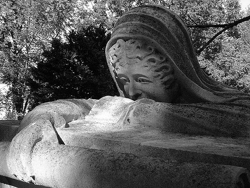 Weeping woman statue face
